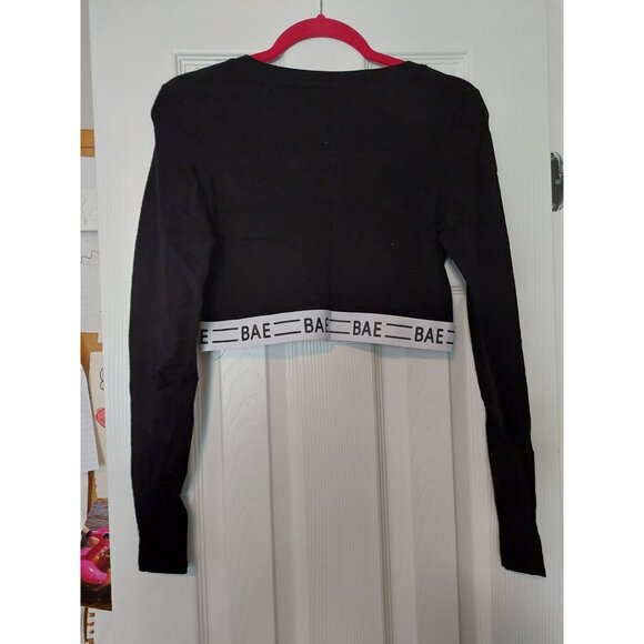 Bozzolo Long Sleeve Crop Top With "BAE" Waistband - Large - Black - Picture 3 of 3